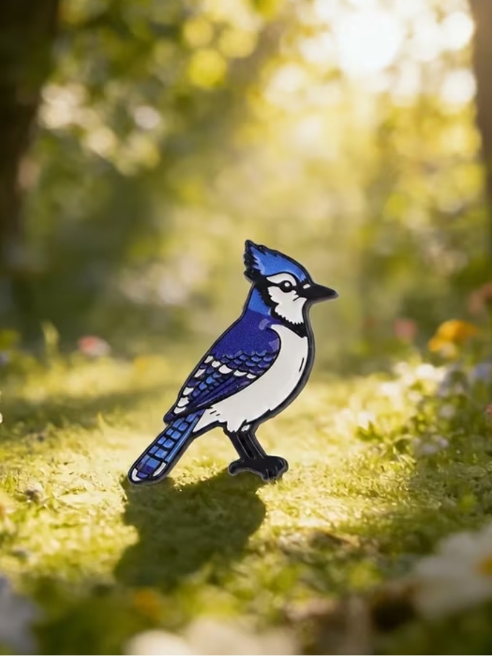 Blue Jay Enamel Pin - Blue Bird Accessory